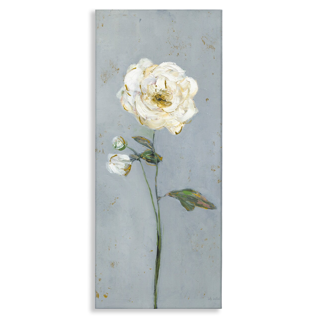 Stupell Industries Simple Flower on Blue Canvas By Sally Swatland